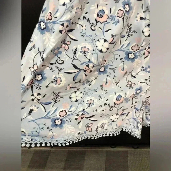 BeBop Off The Shoulder Floral Romper, tie waist, flutter short sleeve - Picture 3 of 9